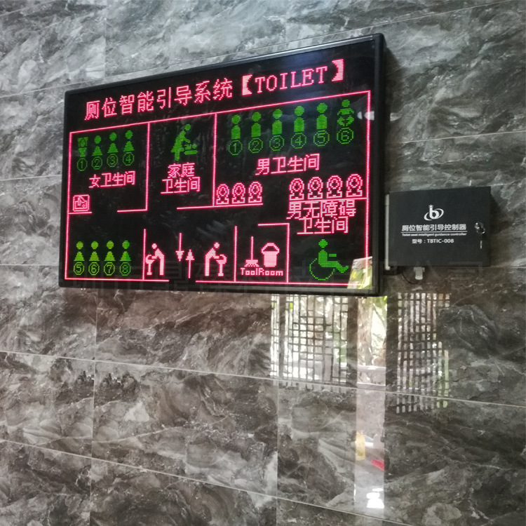 智慧公厕系统--洗手间有人无人厕位蹲位状态采集汇总LED显示屏